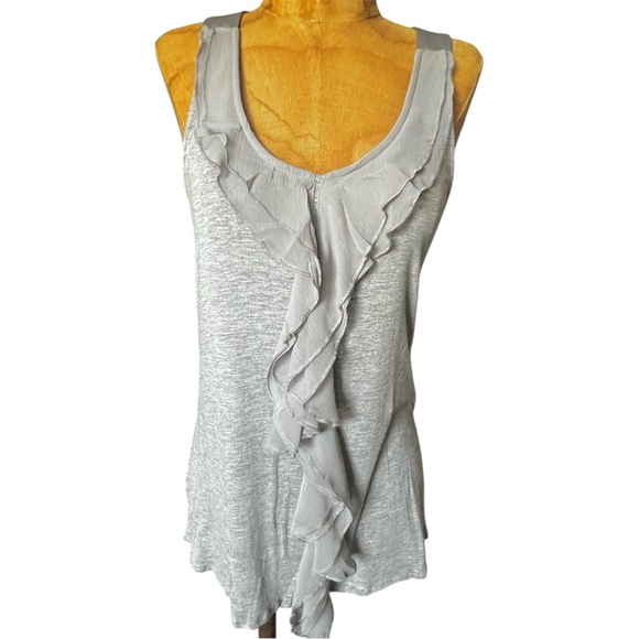 Kenar Tops - Kenar Silver Ruffle Tank Top EUC M